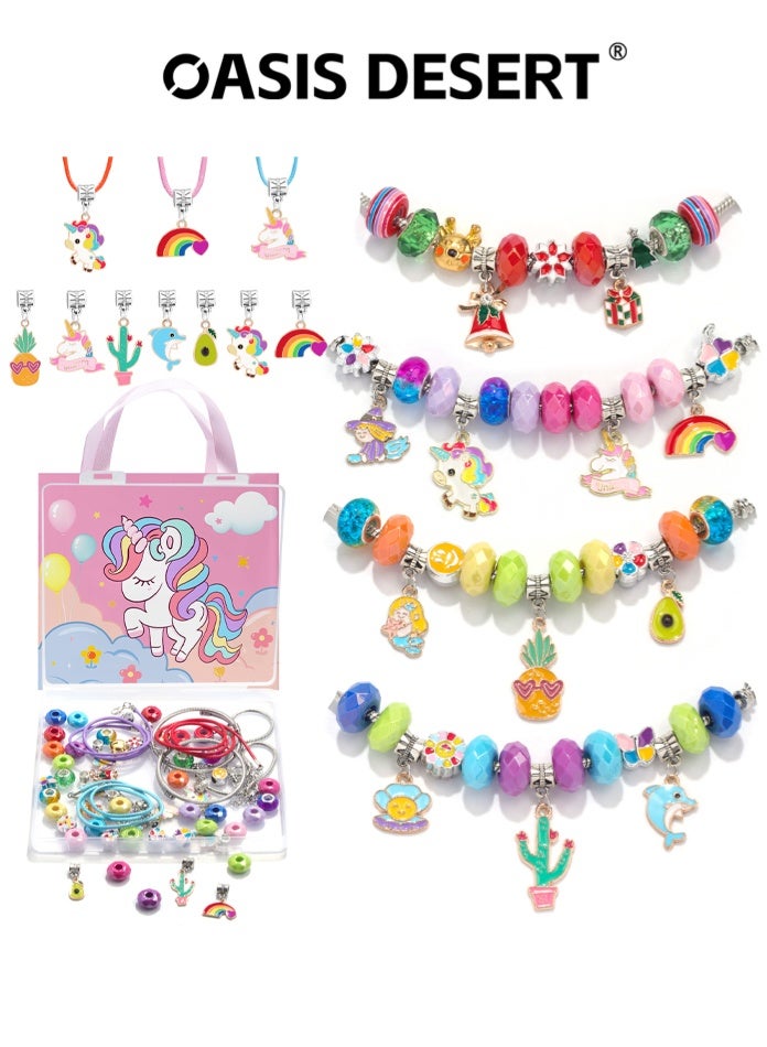 OASIS DESERT 58-Piece DIY Jewelry Bracelet Making Kit, Unicorn Handmade Gift Set, Comes with Gift Bag and Storage Box - Image 1